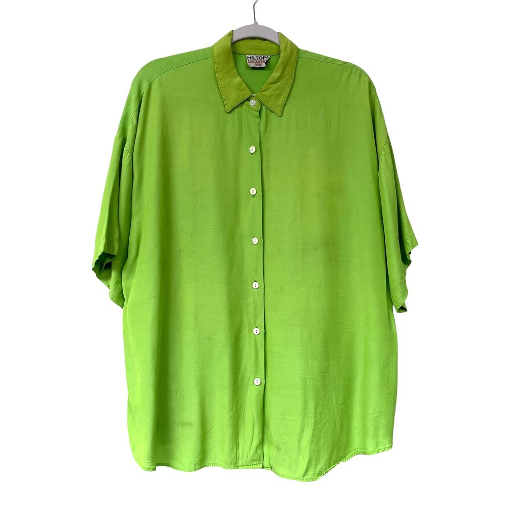 Vintage MS Tops CA Womens Size 22W Green Button Up Shirt